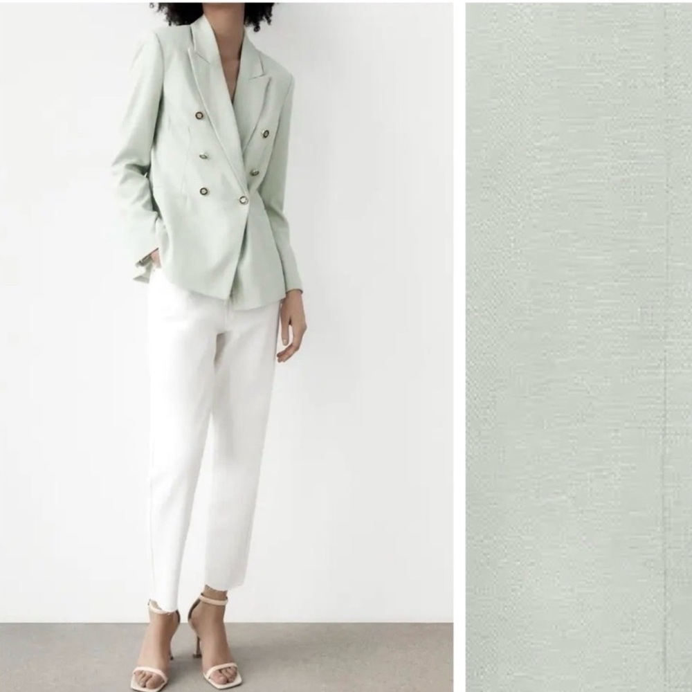 Zara Women's Mint Double-Breasted Blazer - Picture 2 of 13